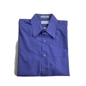Van Heusen Men's Dress Shirt Regular Fit Poplin, Purple Size 15 32/33 wrinkle fr